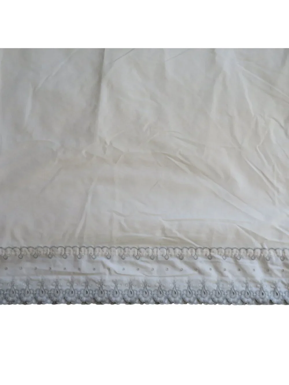 Vintage King Size Martex Beige Flat Sheet Gray Embroidered Edge Percale USA Made